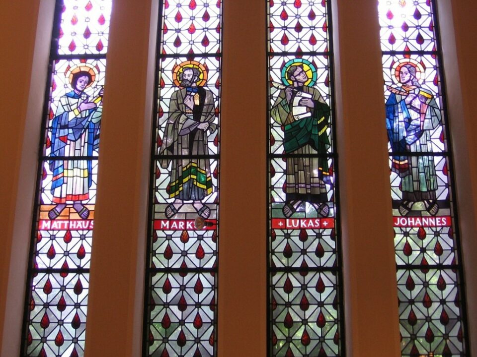 Glasbild mit 4 Aposteln